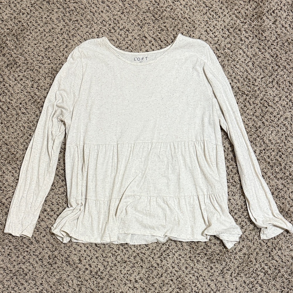 LOFT Off-White Long Sleeve Women's Tee